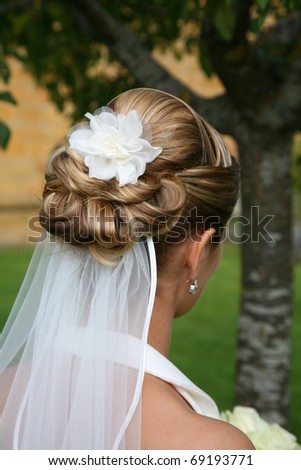 Tasteful bridal hairstyle.