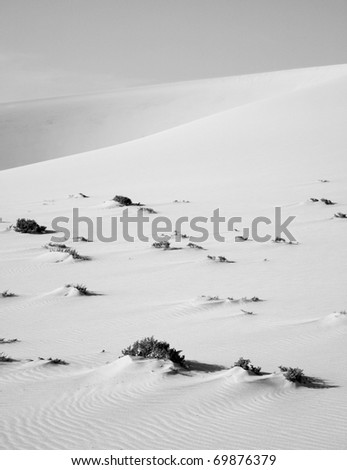 Remote isolated sand dune in the Western Sahara.