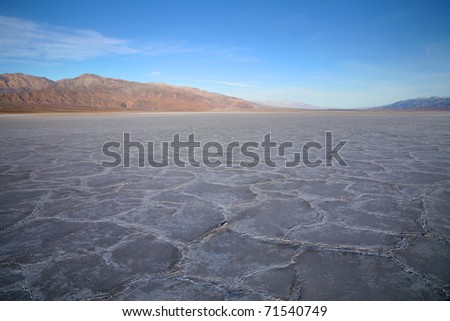 Salt crust in Badwater Basin, the lowest point in north America, Death Valley, California.