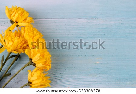yellow flowers andn wood retro floor
