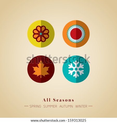Four Seasons Icon Symbol Vector Illustration