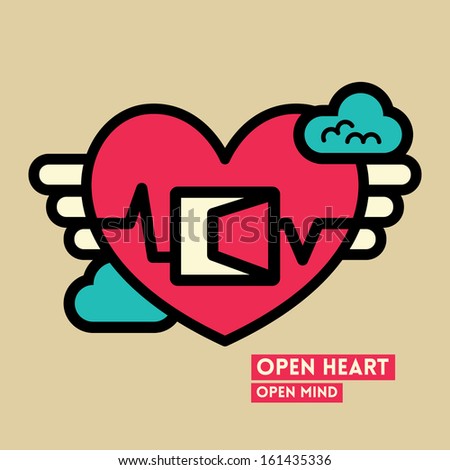 Open Heart and Mind Freedom Concept Vector Illustration Open Heart and Mind Freedom Concept Vector Illustration