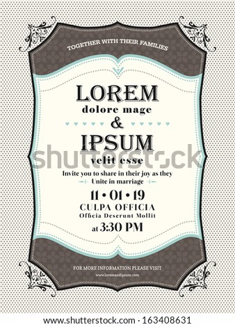 Vintage Wedding invitation border and frame template Vintage Wedding invitation border and frame template