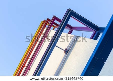 Powder coated colorful metal parts for facade