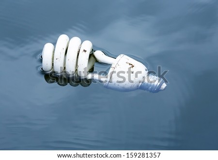 Light bulb falling into water,Toxic waste.
