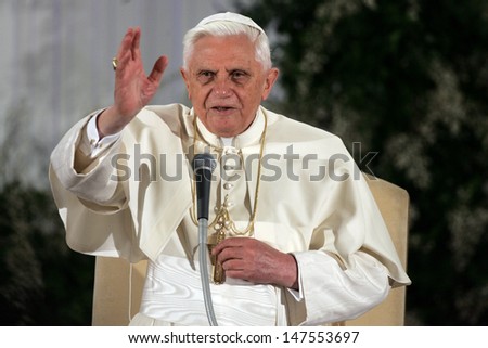 ROME, ITALY - NOVEMBER 25 :  Pope Benedict XVI blesses people during his visit to the \