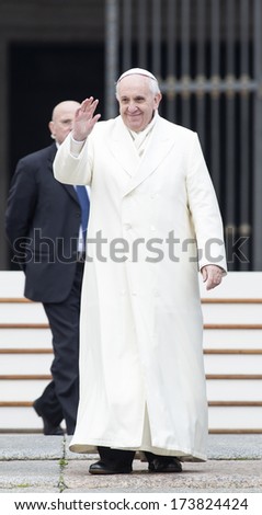 VATICAN CITY VATICAN January 29 2014 Pope Francis greets the pilgrims during his weekly general audience in St Peter's square at the Vatican on January 29 2014 VATICAN CITY VATICAN January 29 2014 Pope Francis greets the pilgrims during his weekly general audience in St Peter's square at the Vatican on January 29 2014