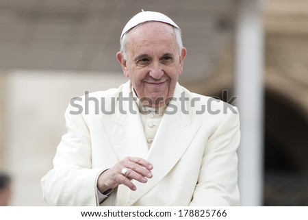 VATICAN CITY VATICAN February 26 2014 Pope Francis greets the pilgrims during his weekly general audience in St Peter's square at the Vatican on February 26 2014 VATICAN CITY VATICAN February 26 2014 Pope Francis greets the pilgrims during his weekly general audience in St Peter's square at the Vatican on February 26 2014