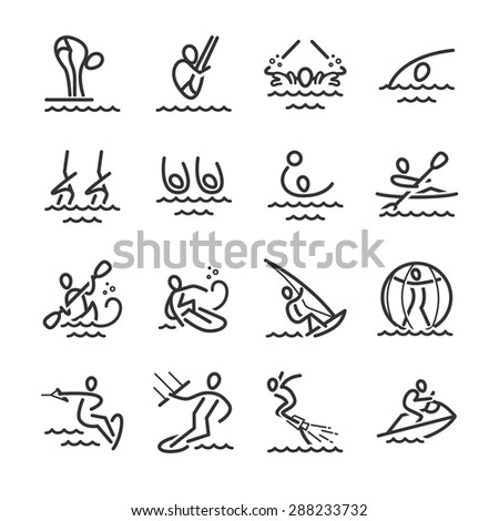Linear icons, water sports