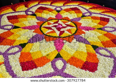Floral decoration (Athappoo) which is a hall mark of Onam, the most celebrated festival of Malayalees in and outside Kerala, irrespective of religion, caste or creed.