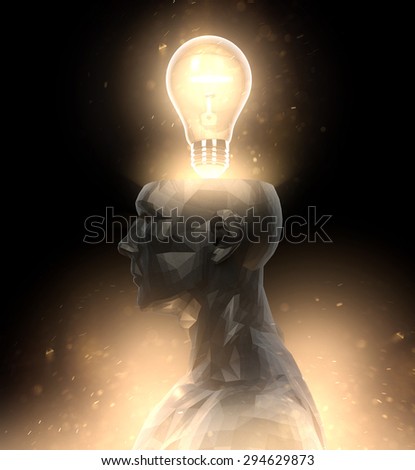 Head idea bulb glow illustration