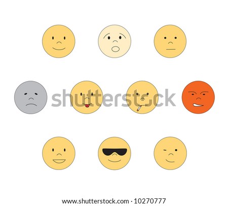 vector set of smileys in different emotions