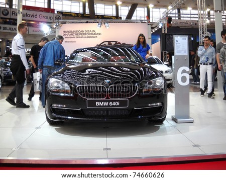 BELGRADE, SERBIA - MARCH 29: Front view of BMW 640i car on Belgrade car show, March 29, 2011 in Belgrade, Serbia