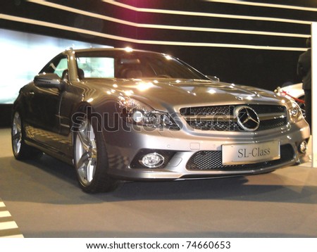BELGRADE, SERBIA - MARCH 29: Front view of Mercedes SL 350 car on Belgrade car show, March 29, 2011 in Belgrade, Serbia