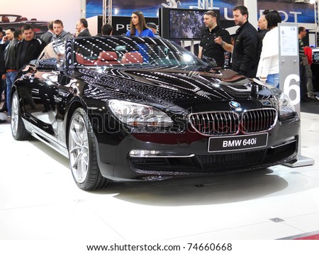 BELGRADE, SERBIA - MARCH 29: Front view of BMW 640i car on Belgrade car show, March 29, 2011 in Belgrade, Serbia