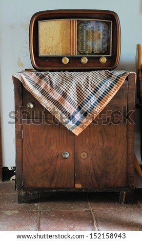 Old radio on a furniture