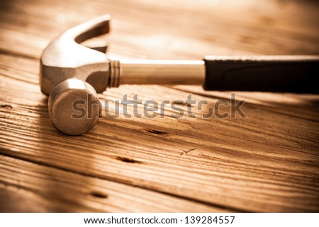 Claw hammer in close-up.