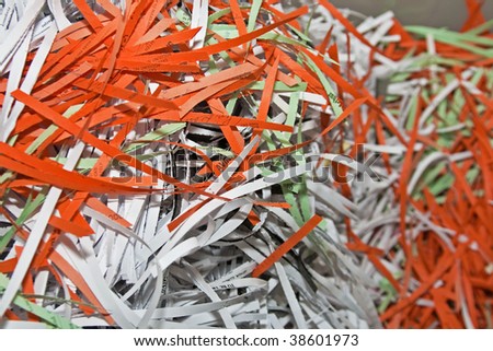 Shredded Confidential Office Document Papers for Recycling