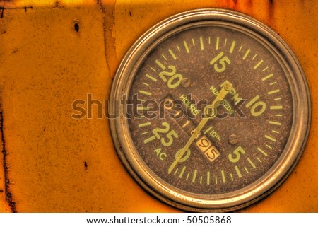 Old tachometer with hour meter in high dynamic range