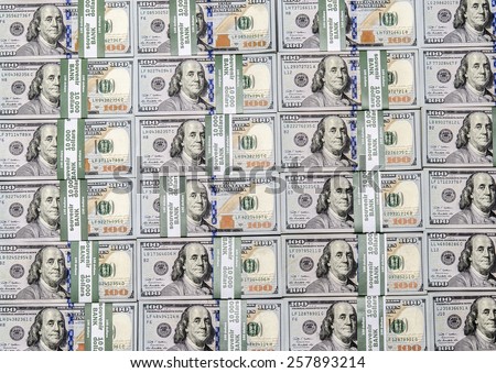 Money background. One hundred dollars (new 100 US dollar banknotes) as background with Instagram effect