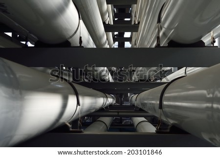 pressure vessels of an industrial reverse osmosis plant.