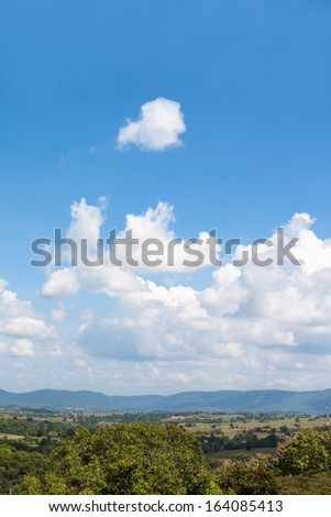 Beautiful landscape of mountain, sky and clouds in daylight