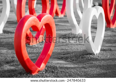valentine red heart frame with black & white background