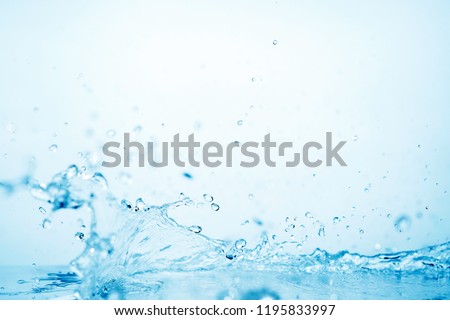 blue water splash on white background for abstract water concept