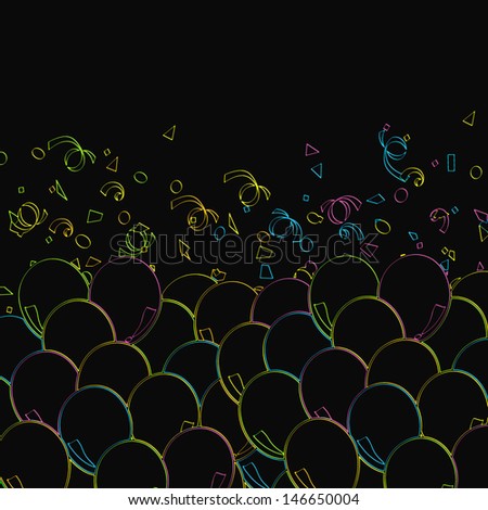 vivid color balloons on black background