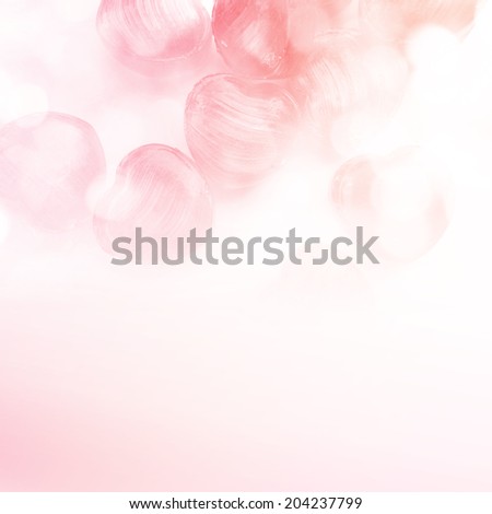 Candy hearts with bubbles in Sweet Color style for background