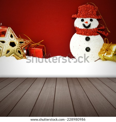 Christmas decorations and wooden floor