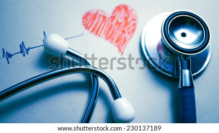 stethoscope and heart painted