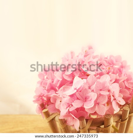 Sweet Pink Hydrangeas in basket