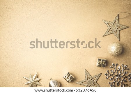 christmas decorations on mulberry paper texture for christmas and new year background