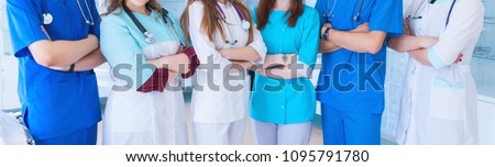 medicine. Medical people team - doctor, nurse and surgeon. a group of faceless doctors. background wide banner
