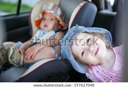 happy kids in the car in summer happy kids in the car in summer