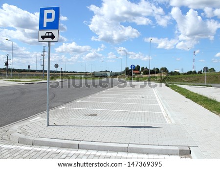 Empty parking near E7 highway, Poland