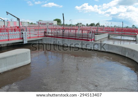 Filtration basins in treatment plant full of sludge