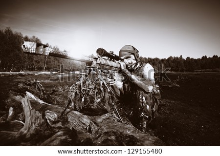 Fighter and his Barrett M82 rifle - sniper