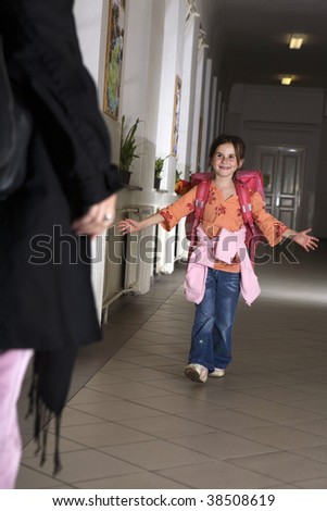 Leaving school - happy girl