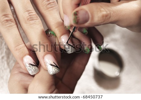 Making nails - applying gels and colors