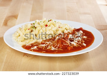 Meal with pasta and cheese ready to eat for price of one Euro made for fast food chains