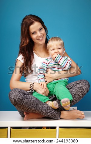 Mom with son on lap
