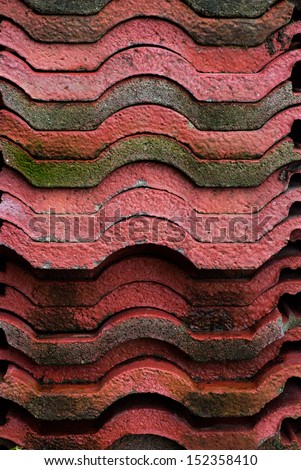 Roof tile stack in temple Ranong ,Thailand.