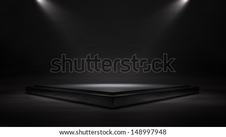 Empty stage 3D illustration with metallic texture can be used for musical theater concert or product display and more Empty stage 3D illustration with metallic texture can be used for musical theater concert or product display and more