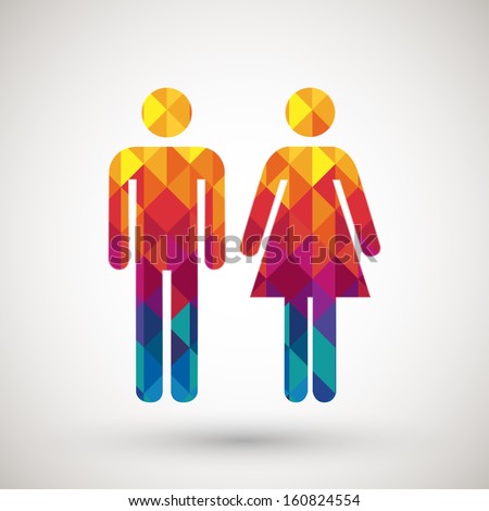 man & woman restroom sign with colorful diamond vector illustration man & woman restroom sign with colorful diamond vector illustration