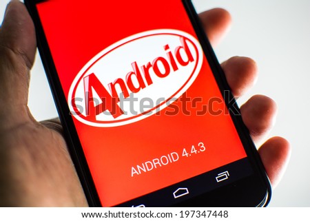BANGKOK, THAILAND - JUNE 6, 2014: Google released Android 4.4.3 KitKat this week. The upgrade was available first for Google Nexus devices, which is standard practices.