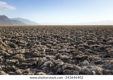 Calcareous soil eroded by the salt and the action of time at Death Valley, California.