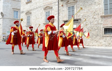ASCOLI PICENO, ITALY - AUGUST 3, 2014 - The medieval parade of \