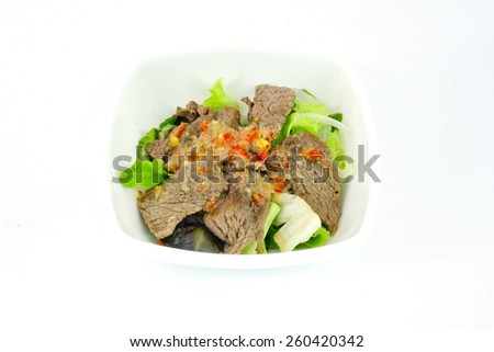 Japanese Salad -  lettuce and meat with Japanese salad sauce